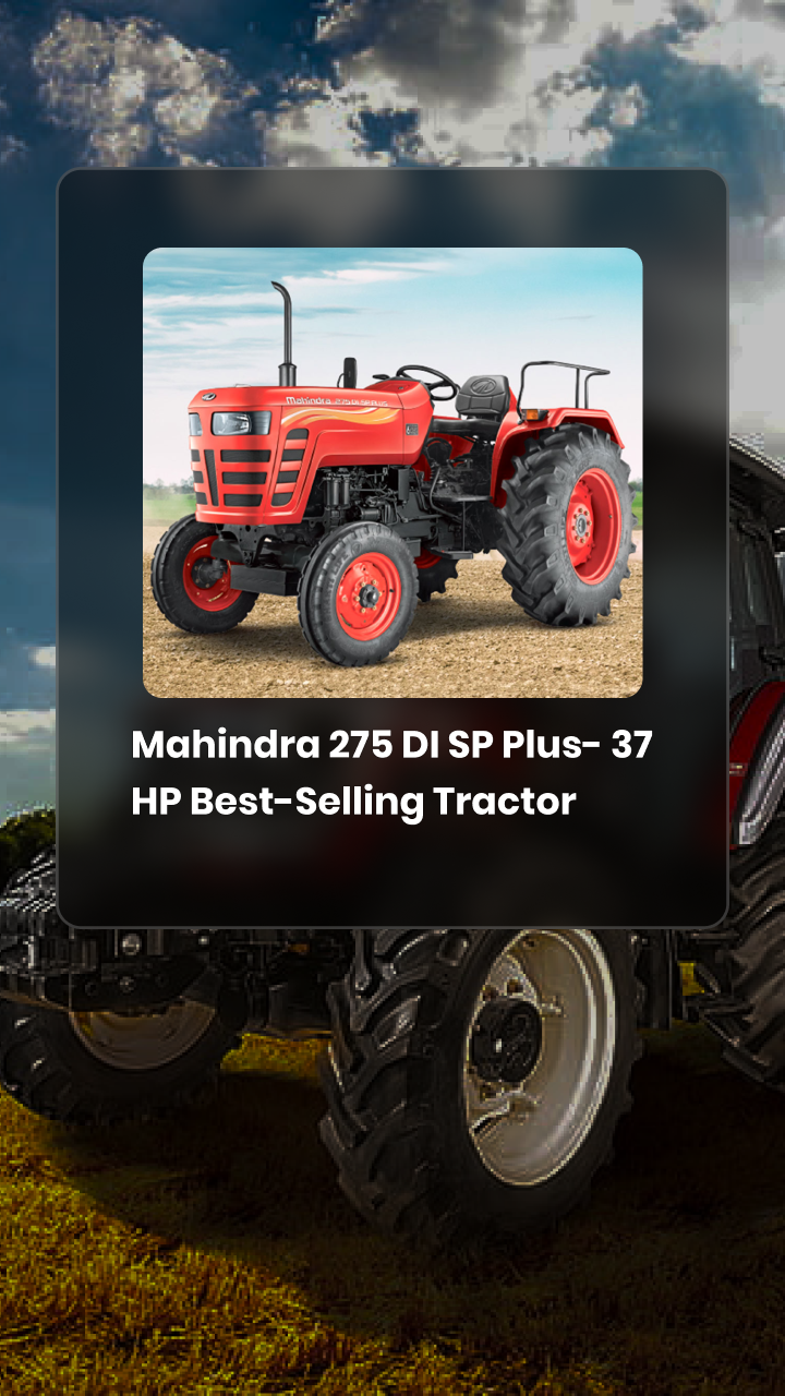The subsequent slides include information about Mahindra 275 DI SP Plus, providing details like price, engine specifications, tyre size, and more.
