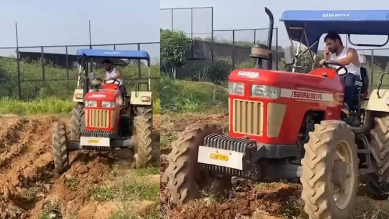 पूर्व क्रिकेट कप्तान एमएस धोनी ने ट्रैक्टर के लिए बैट स्वैप किया: कृषि यात्रा पर निकले 1_91ec8540eb.webp