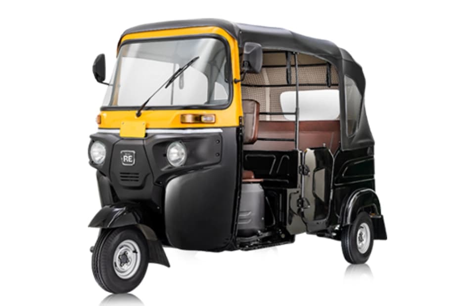 Bajaj RE Black Yellow Left Front Three Quarter Bajaj RE Black Yellow Left Front Three Quarter