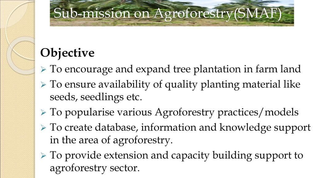 Sub-Mission on Agroforestry Objectives