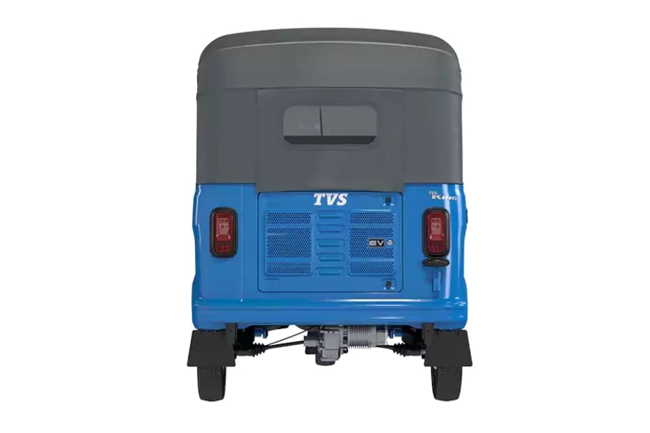 TVS King EV Max Neptune Blue Rear View TVS King EV Max Neptune Blue Rear View