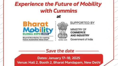 कमिंस भारत मोबिलिटी ग्लोबल एक्सपो 2025 में एकीकृत समाधानों का अनावरण करेंगे Cummins to Unveil Integrated Solutions at Bharat Mobility Global Expo 2025