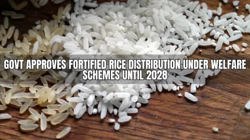 Govt Approves Fortified Rice Distribution Under Welfare Schemes Until 2028 Govt Approves Fortified Rice Distribution Under Welfare Schemes Until 2028