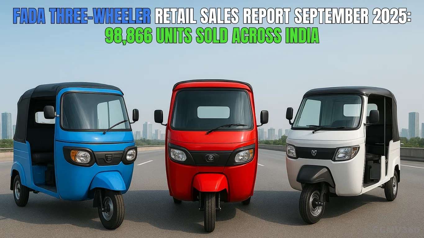 FADA Three-Wheeler Retail Sales Report September 2025: 98,866 Units Sold Across India FADA Three-Wheeler Retail Sales Report September 2025: 98,866 Units Sold Across India