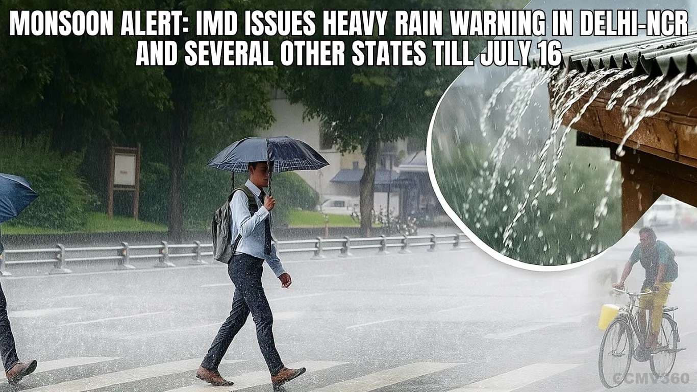 Monsoon Alert: IMD Issues Heavy Rain Warning in Delhi-NCR and Several Other States Till July 16 Monsoon Alert.webp