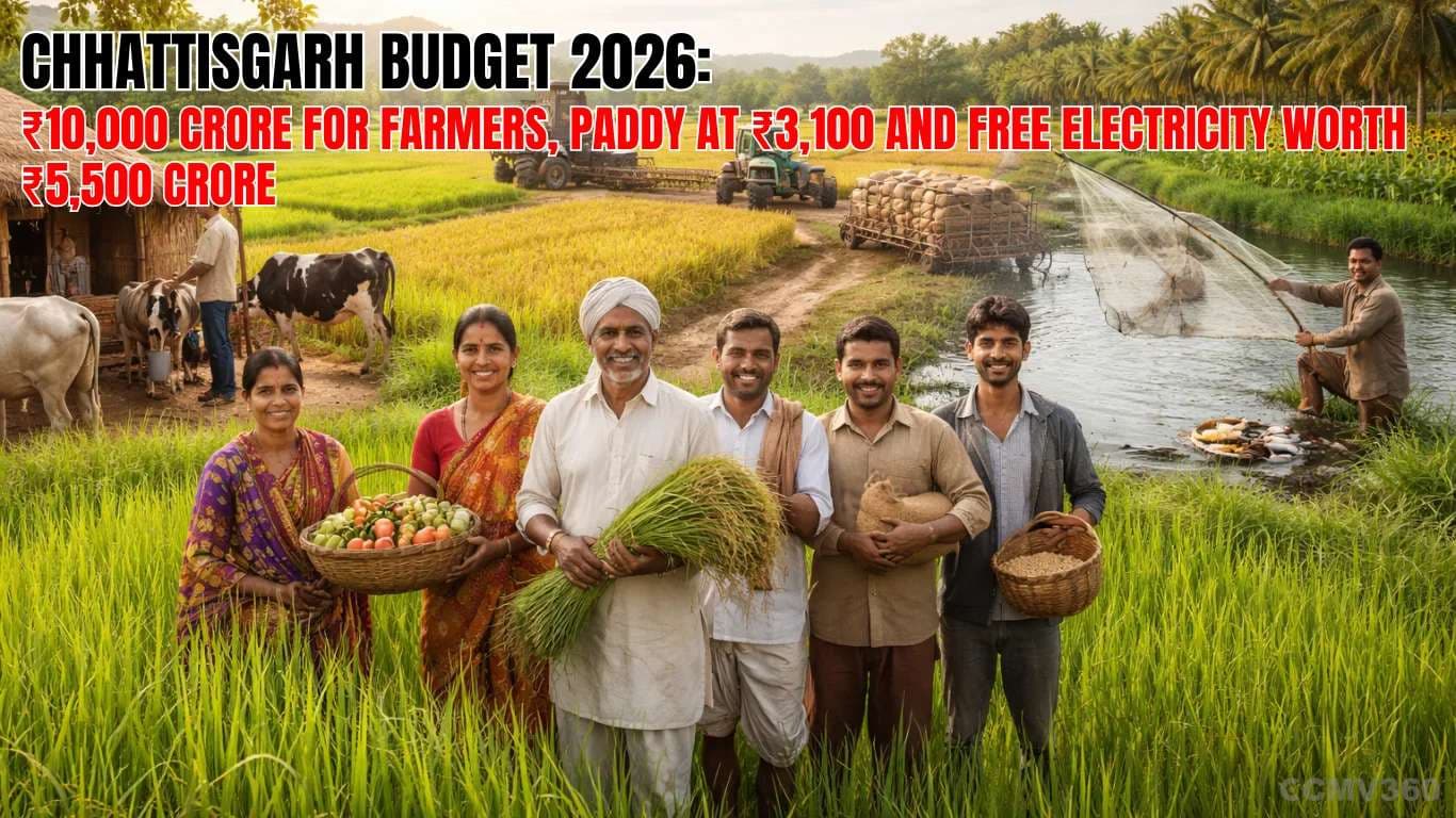 Chhattisgarh Budget 2026: ₹10,000 Crore for Farmers, Paddy at ₹3,100 and Free Electricity Worth ₹5,500 Crore Chhattisgarh Budget 2026: ₹10,000 Crore for Farmers, Paddy at ₹3,100 and Free Electricity Worth ₹5,500 Crore