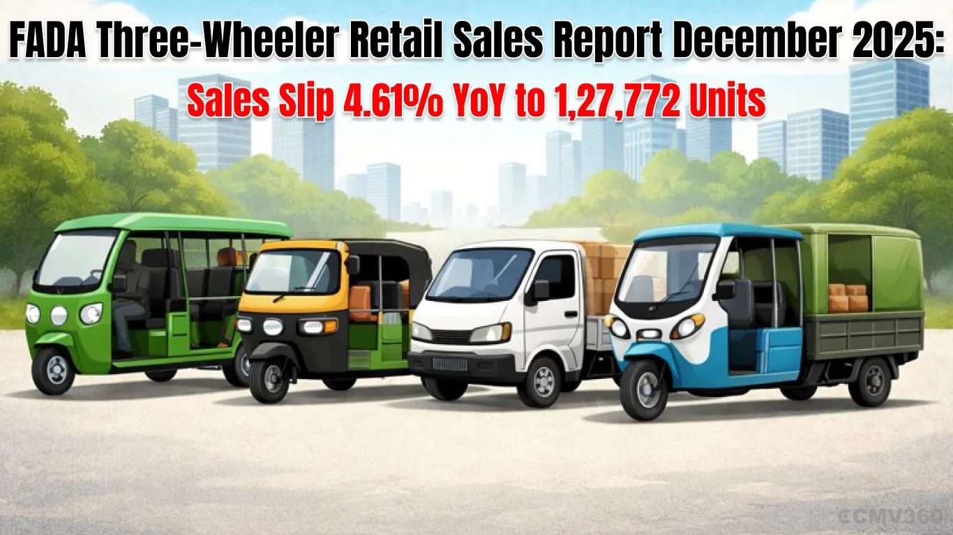 FADA Three-Wheeler Retail Sales Report December 2025: Sales Slip 4.61% YoY to 1,27,772 Units FADA Three-Wheeler Retail Sales Report December 2025: Sales Slip 4.61% YoY to 1,27,772 Units