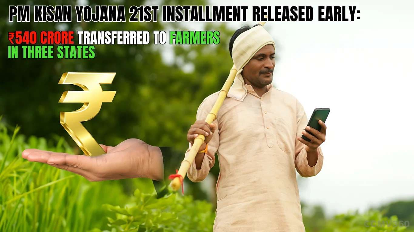 PM Kisan Yojana 21st Installment Released Early: ₹540 Crore Transferred to Farmers in Three States PM Kisan Yojana 21st Installment Released Early, ₹540 Cr Sent